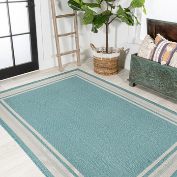 James Modern Border Stripe Indoor/outdoor Area Rug